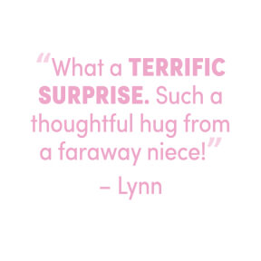 Review Text - 'What a terrific surprise. Such a thoughtful hug from a faraway niece! - Lynn' 